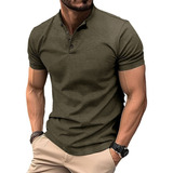 Polo Casual Con Botones De Moda De Verano Para Hombre