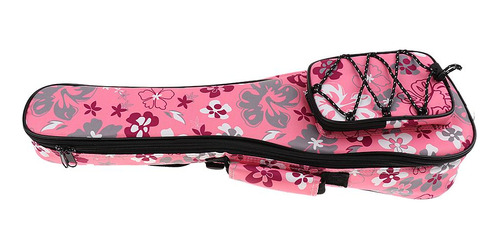 1 Peça 26inch Ukulele Guitar Gig Bag Case Flor Rosa