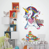 Vinil Decorativo Infantil De Dibujo De Unicornio Bailando