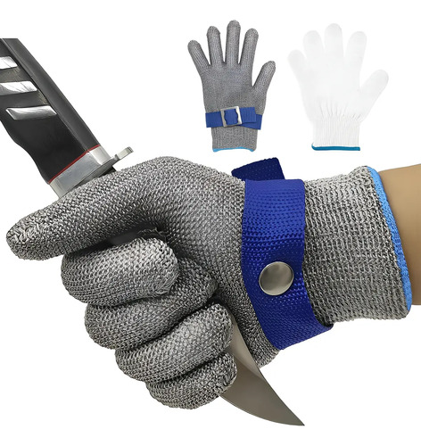 2 Guantes De Seguridad Carnicero Anticortes De Acero Inoxida