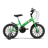 Bicicleta Infantil Aro 16 3 4 5 6 7 8 Anos Com Rodinha Kids Cor Verde Km - Preto