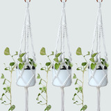 Floreira Suporte Em Macrame 03 Unidades 70 Cm Hanger Plant