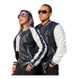 Chaqueta Beisbolera Cuerotex Blanco Y Negro Hombre