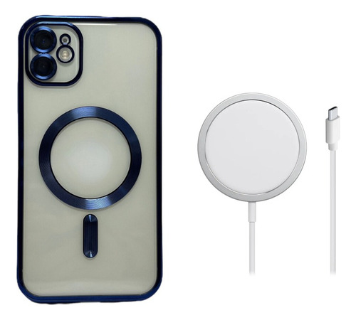 Combo Magnético De Cargador Mas Case Metalizado Para iPhone