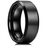 Anillo Acero Negro Hombre Símil Titanio