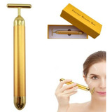 Aparelho Massageador Para Face Rosto Portátil Vibratório 24k Cor Dourado Pilha