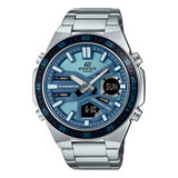 Reloj Hombre Casio Efv-c110d-2bdf Edifice Color De La Correa Plateado Color Del Bisel Negro Color Del Fondo Azul