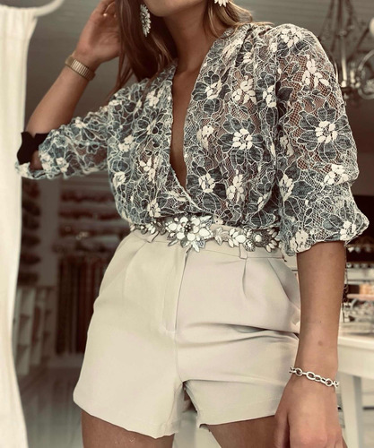 Blusa Elegante De Mujer Encaje Ultima Tendencia