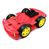 Kit Chassi Duplo 4wd Rodas Robótica Carro Robô Arduino Red