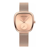 Reloj Para Mujer Oro Rosa De Lujo Y Elegante Con Caja 