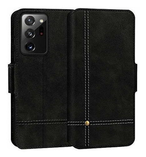 Funda Para Galaxy Note 20 Ultra Billetera  Cuero Negro