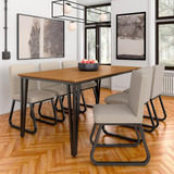 Mesa Com 6 Cadeiras Industrial 1,8 Aspen Pr/cin/beg - Ma Cor Preto Fosco/cin/linho Bege