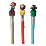 Set De 3 Lápiz Mina Recargable Diseño Mario Bros
