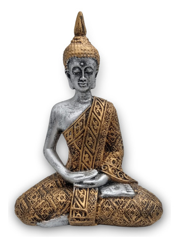 Buda Hindu M - Roupa Ouro C/ Pele Prata