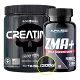 Combo Creatina 300g Black Skull Pura + Zma Vitamina Powder Sabor Without Flavor