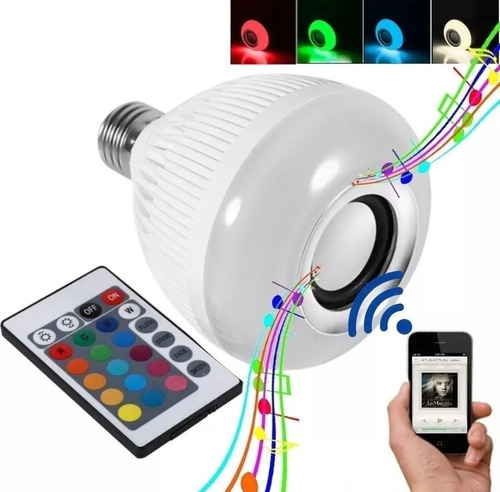 Lampada Luz Led Rgb Bivolt Bluetooth Música Caixa Som Festa 