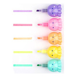 Set X5 Destacador Mini Pulpo Kawaii Fluor Lapiz Destacador