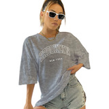 T-shirt Brooklin New York Blogueira Vintage Simples Feminina