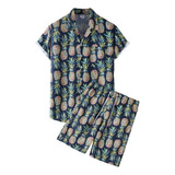 Conjunto Camisa Manga Corta Y Shorts Estampado Hawaiano