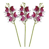 Kit 3 Planta Artificial Decorativa Grande Orquídea Realista