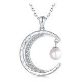 Collares De Luna De Perlas De Plata De Ley 925 Para Mujer, C