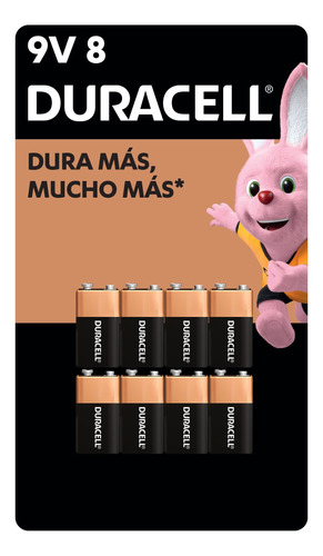 Pilas Alcalinas 9v Duracell, Batería Cuadrada, 8 Piezas