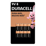 Pilas Alcalinas 9v Duracell, Batería Cuadrada, 8 Piezas