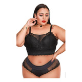 Conjunto Lingerie Plus Size E Renda Bicolor-p/ Dia Namorados