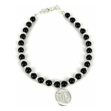 Pulsera Plata Turmalina Negra Signo Zodiacal Escorpio # 269