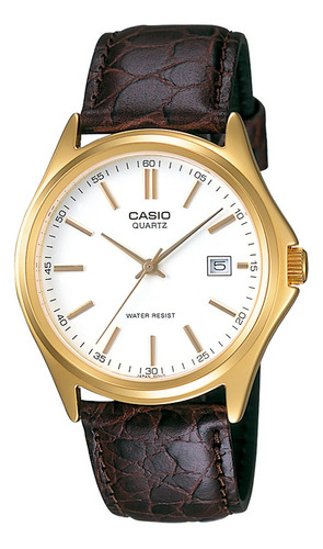 Reloj Casio Mtp-1183q-7adf Hombre 100% Original Color De La Correa Marrón Color Del Bisel Dorado Color Del Fondo Blanco