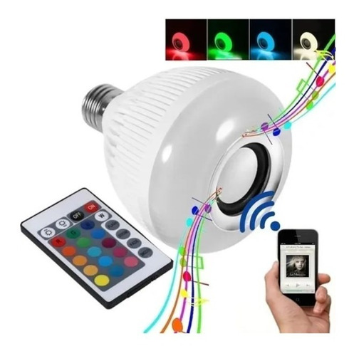 Lampada Bluetooth Luz Rgb Música Caixinha Som C/ Controle 