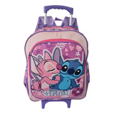 Mochila Escolar Lilo & Stitch Rosa Filme Rodinhas G Meninas