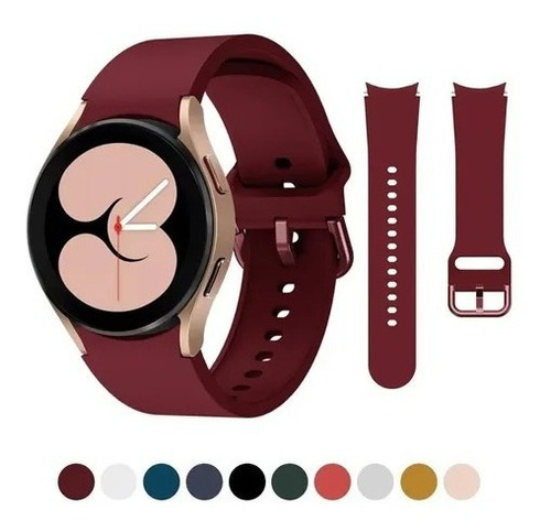 Pulseira Silicone Compatível Samsung Galaxy Watch4 40/44mm Cor Vinho Largura 4044