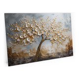 Quadro Árvore Da Vida Dourada Flor Para Sala 120x80 Abstrato