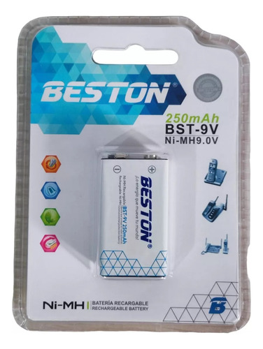 Pila Bateria 9v Recargable 250 Mah Radio Reloj Beston Bst-9v