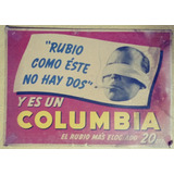 Columbia - Cartel Publicitario Antiguo De Cartón Original