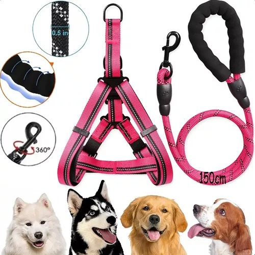 Pechera Arnes Ajustables Para Gato Y Perro Con 2 En 1 Correa