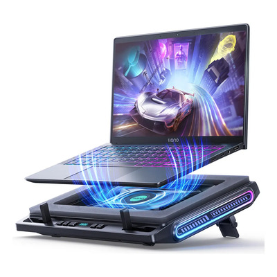 llano V10 Gaming Laptop Cooling Pad, RGB Laptop Cooler Stand with Powerful 4.72 Inch External Turbo Cooling Fan, Fast Cooling Computer 13-17.3in, Button Control, 3 Adjustable Stand, 4-Port USB C&A | Envío gratis
