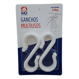 Gancho De Plástico  6 Peças 8cm Em S Branco