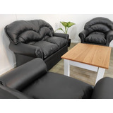 Juego De Living Completo 3 Sillones 1  Económico Ecocuero