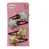 Pack De 4 Pinche Con Brillo Diseño Estrella - Pelo