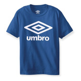 Polera Umbro Blanco Y Azul Logo Algodón Talla 14/16