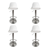 Set De 4 Bancos Altos Inngroup Para Barra Cocina Ajustables Color Blanco