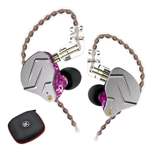 Audífonos Kz Zsn Pro No Mic Purple + Estuche Kz Pro Tela Eva