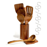 Juego De Cucharas De Madera Para Utensilios De Cocina, 9 Pie