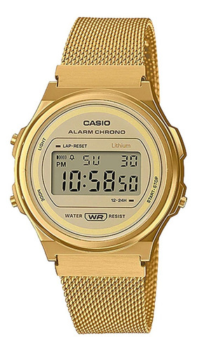 Reloj Casio Vintage A171wemg-9a Dorado Agente Oficial  Envio