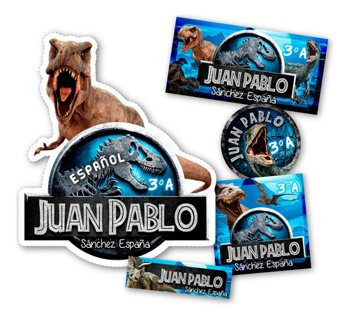 Etiquetas Escolares Jurassic World Editables Kit Imprimible