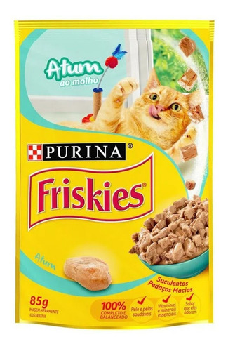 Alimento Friskies Ao Molho P/ Gato Ad. Sabor Atum Sachê 85g