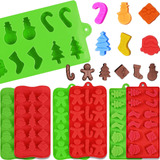 Juego De 6 Moldes De Silicona De Navidad Para Chocolate Y C.