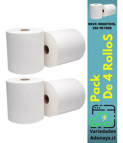 2 Pack De Toalla Nova Industrial De 250 Mts X 2 Rollos